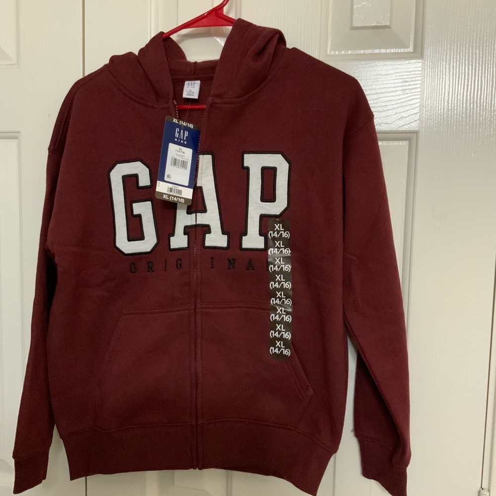 NWT GAP Kids Burgundy Hoodie Jacket